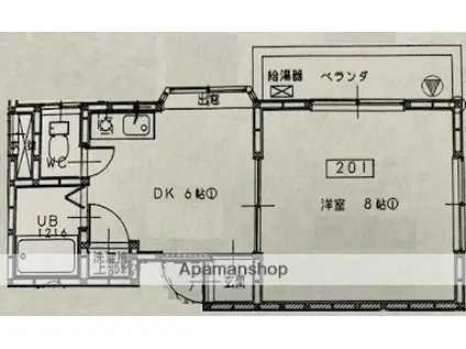 パステルクボ6(1DK/2階)の間取り写真