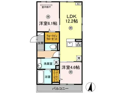 ラ・ココル(2LDK/2階)の間取り写真