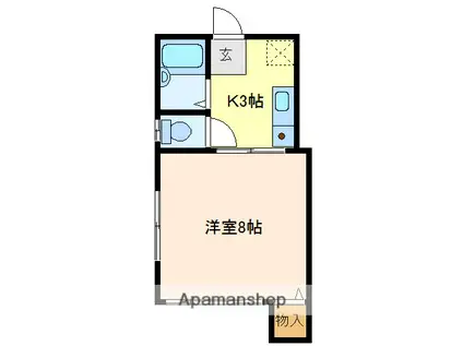 パステルクボ17(1K/1階)の間取り写真