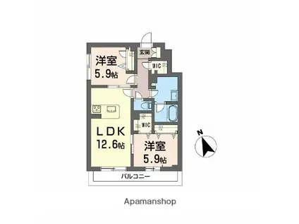 メゾンドノアール(2LDK/2階)の間取り写真
