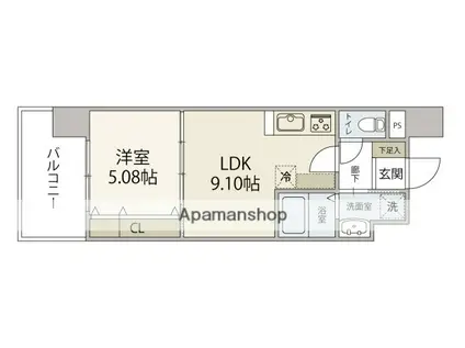 ISTYLE三篠(1LDK/2階)の間取り写真