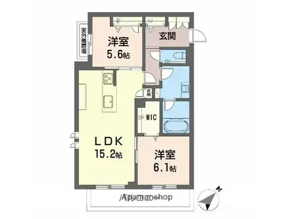 YANAGI TAKASU(2LDK/2階)の間取り写真