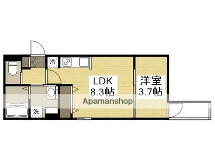 月光呉駅西(1LDK/3階)の間取り写真