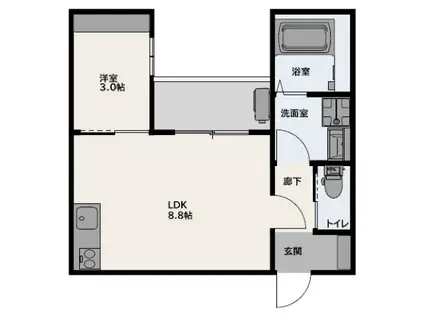 グランビア江波栄町(1LDK/2階)の間取り写真