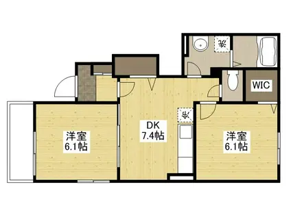 ブリーズメゾン(2DK/1階)の間取り写真