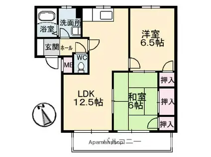 クローカス浜角壱番館(2LDK/3階)の間取り写真