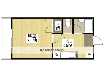 ソレイユ白島(1K/6階)の間取り写真