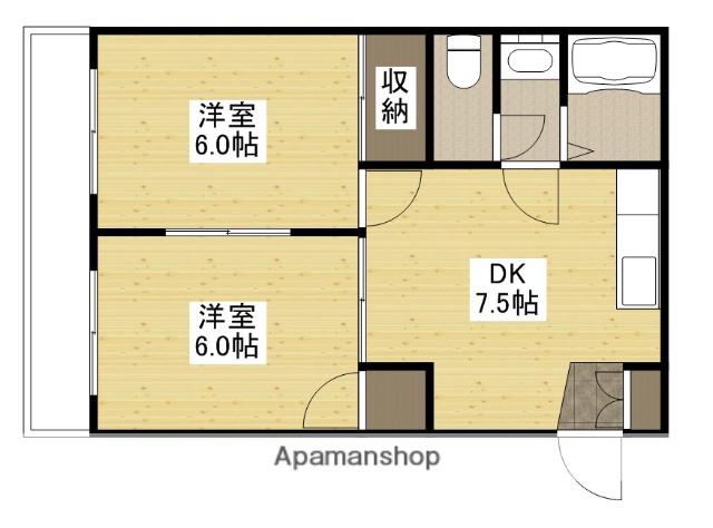 宇品川手ビル(2DK/5階)の間取り写真