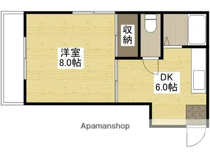 ハイム西旭(1DK/4階)の間取り写真