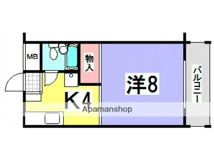 ベルメゾン田方(1K/3階)の間取り写真