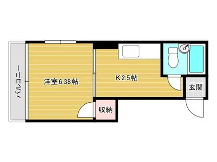 古葉ビル(1K/5階)の間取り写真