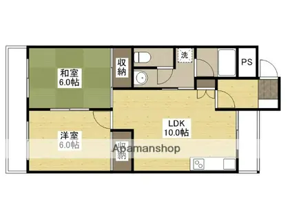 金谷コーポ(2LDK/1階)の間取り写真