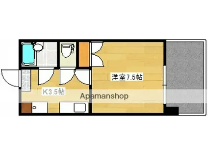 ソレイユ白島(1K/7階)の間取り写真