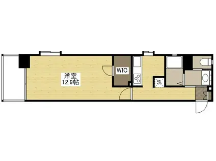 ロアール松川町(1DK/4階)の間取り写真