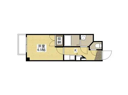 ベルビュー河原町(1K/3階)の間取り写真