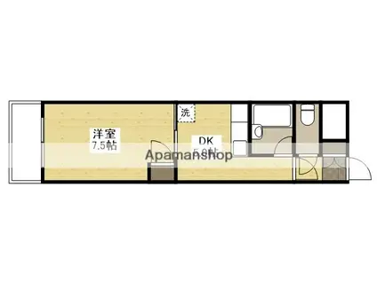 第3木本ビル(1DK/7階)の間取り写真