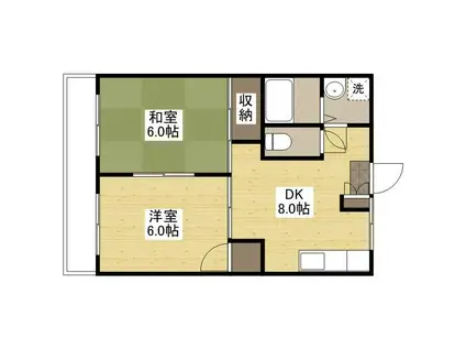 芦屋ビレッジ(2DK/4階)の間取り写真