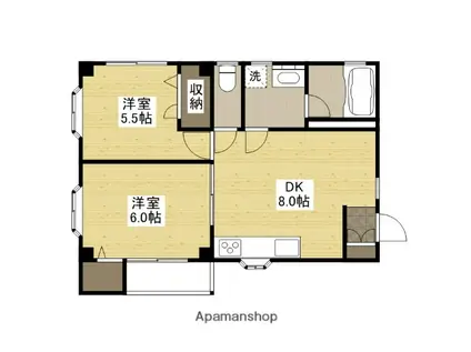 カーメラ冨田(2DK/2階)の間取り写真