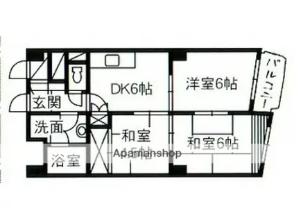 チサンマンション広島(3DK/7階)の間取り写真