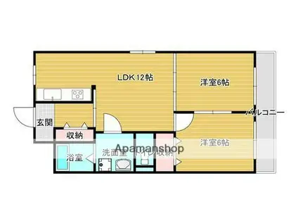 三石マンション(2LDK/1階)の間取り写真