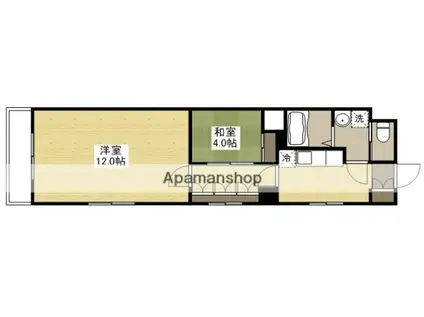 パーセ宝町(2K/4階)の間取り写真