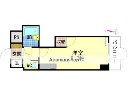 セントラルリバー祇園(ワンルーム/2階)の間取り写真