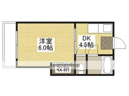 山本ビル(1DK/3階)の間取り写真