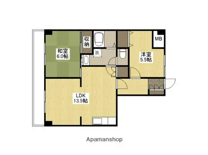 西本ビル(2LDK/2階)の間取り写真