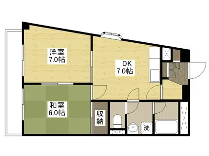 東宝牛田ビル(2DK/3階)の間取り写真