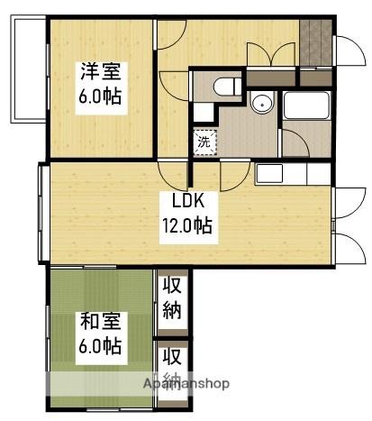 霞ハイツ(2LDK/1階)の間取り写真