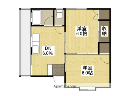 光田アパート(2DK/2階)の間取り写真