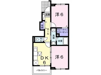 アップルトーン(2DK/1階)の間取り写真