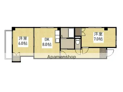 コーポ西旭(2DK/2階)の間取り写真
