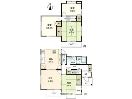 広島県広島市佐伯区 2階建 築42年(5DK)の間取り写真