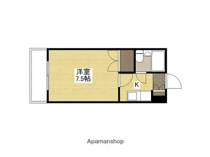 大芝グリーンコーポ(1K/3階)の間取り写真