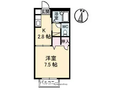 サニーハイツMARU(1K/1階)の間取り写真