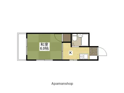 金村ビル(1DK/2階)の間取り写真