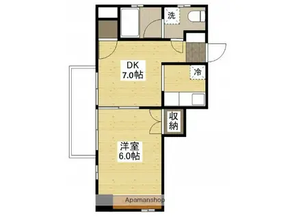 サンビル(1DK/4階)の間取り写真