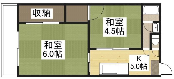 藤本ビル(2K/4階)の間取り写真