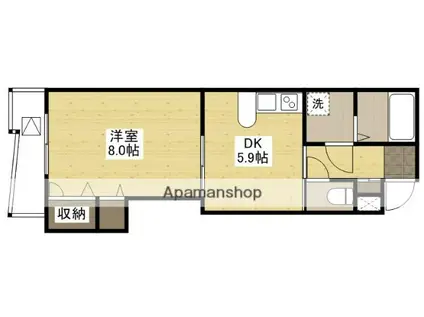 TOUR DE LAUBE(1DK/6階)の間取り写真