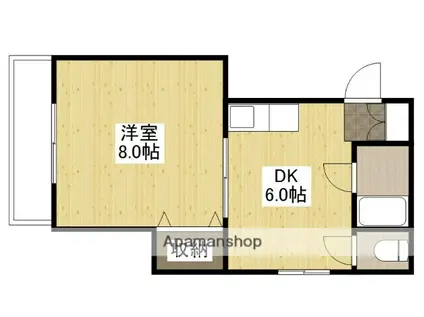 塩本ビル(1DK/2階)の間取り写真