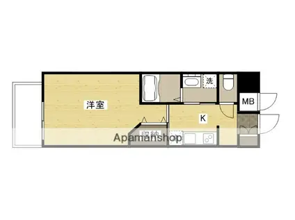 アクアシティ本川町(1K/5階)の間取り写真