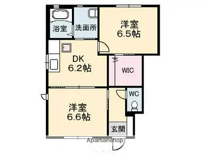 ウィングス緑井E棟(2DK/1階)の間取り写真