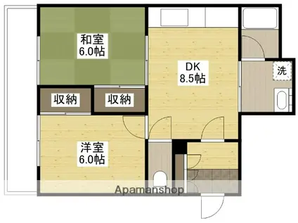 第2イノウエビル(2DK/9階)の間取り写真