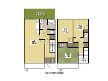 メゾネット己斐(3LDK/1階)の間取り写真