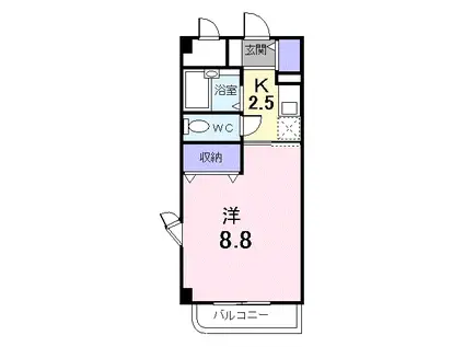 セゾン升本(1K/3階)の間取り写真