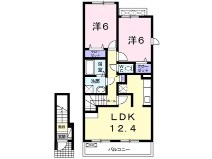 アンフレッチェ(2LDK/2階)の間取り写真