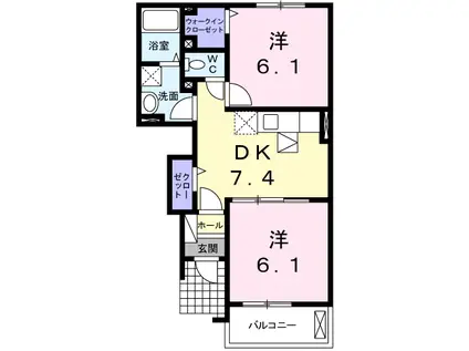 ナーシサスガーデン(2DK/1階)の間取り写真