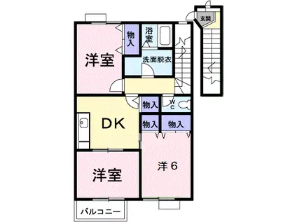 イーストヒルズ(3DK/2階)の間取り写真