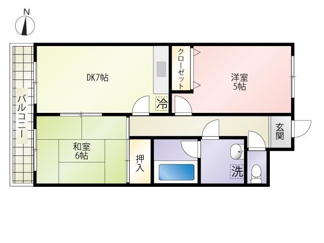 コンフォートNビル(2DK/9階)の間取り写真